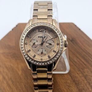 Fossil Gold Women's Watch with Crystal Accents Fits 6 inch wrist